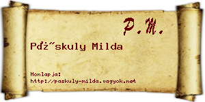 Páskuly Milda névjegykártya
